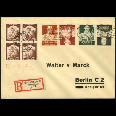 Dt. Reich, K 23 + K 24, portogerecht auf R-Brief, Mi. 75,-