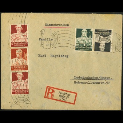 Dt. Reich, S 230 + K 23, portogerecht auf R-Brief, Mi. 85,- (6911)