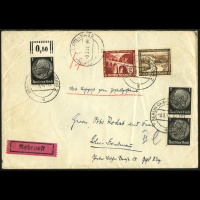 Dt. Reich, Mi. W 117, portogerecht auf Orts-Rohrpost-Brief (7446)