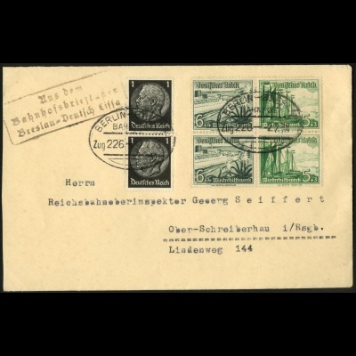 Dt. Reich, Mi. W 123 (2), portogerechter Fern-Brief, Bahnhofsbriefkasten (7620)