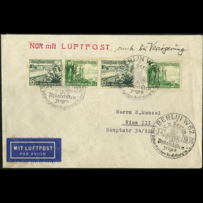 Dt. Reich, Mi. W 124, portoger. Auslands-Luftpost-Brief, Sondertarif (7637)