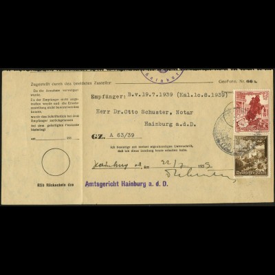 Dt. Reich, Mi. S 249, Einzelfrankatur auf Ostmark-Formular (7868)