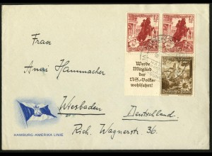 Dt. Reich, Mi. S 253 + S 249, auf Schiffspost-Brief (7924)