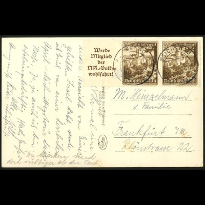 Dt. Reich, Mi. W 135, portogerechte Postkarte, Mi. 30,- (7945)