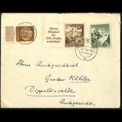 Dt. Reich, Mi. W 135, portogerechter Fern-Brief, Mi. 30,- (7947)