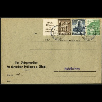 Dt. Reich, Mi. W 148, portogerecht auf Behörden-Brief (8153)