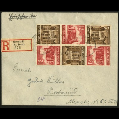 Dt. Reich, Mi. K 37 (3), Mehrfachfrankatur auf R-Brief (8158)