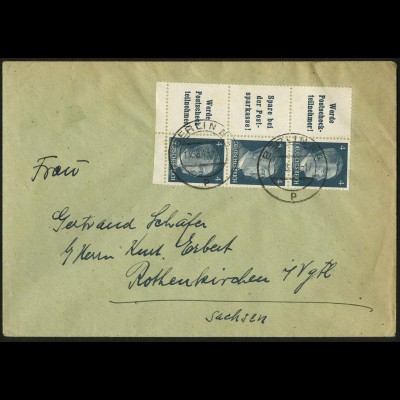 Dt. Reich, Mi. W 151 + W 152 (2), portogerecht auf Fern-Brief