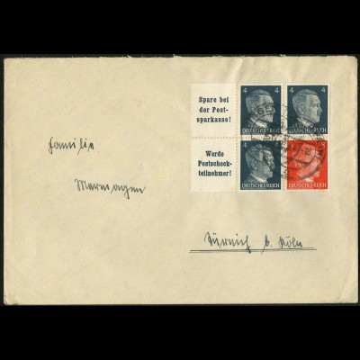 Dt. Reich, Mi. W 153 + W 152, auf Fern-Brief