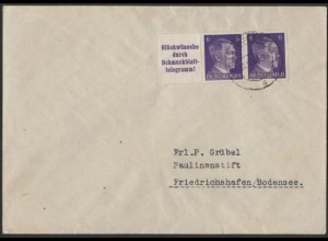 Dt. Reich, Mi. W 155, portogerecht auf Fern-Brief, Mi.-Handbuch 40,- (8443)