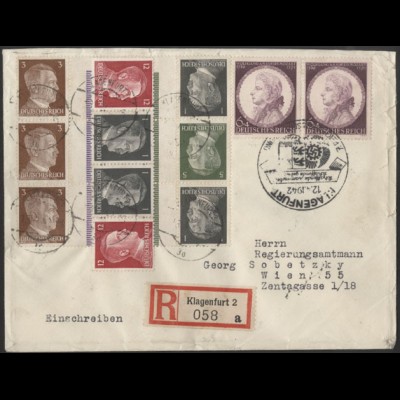 Dt. Reich, Mi. KZ 37 (2) + KZ 38, portogerechter R-Brief, Ostmark /8528