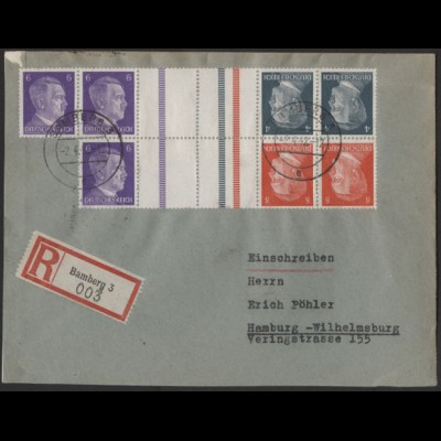 Dt. Reich, Mi. KZ 39, KZ 40, S 280, portogerechter R-Brief /8565