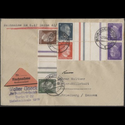 Dt. Reich, Mi. KZ 38, KZ 39, KZ 40, unterfrankierter Nachnahme-Brief /8571