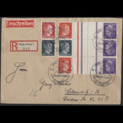 Dt. Reich, Mi. KZ 39, KZ 40 (2), portogerecht auf R-Brief /8577
