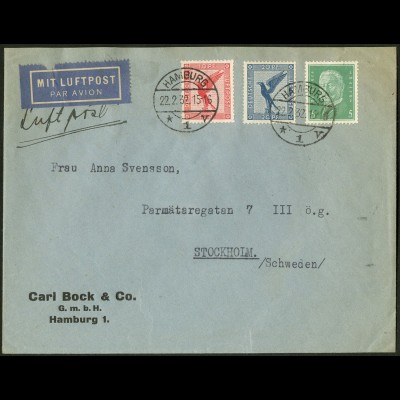 Dt. Reich, Straßenbahnpost, unterfrank. Auslands-Luftpost-Brief (8837)