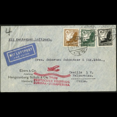 Dt. Reich, Straßenbahnpost 1935, portoger. Auslands-Luftpost-Brief (8842)