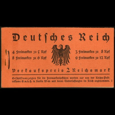 Dt. Reich, MH 33, original-geklammert ohne Marken, Mi. für kpl. 950,- (9219)