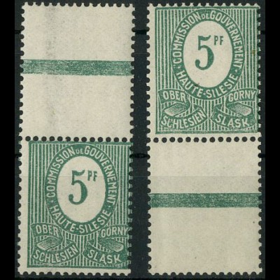 Oberschlesien, Mi. 3 a L (2), postfrisch, farbgeprüft BPP (9344)