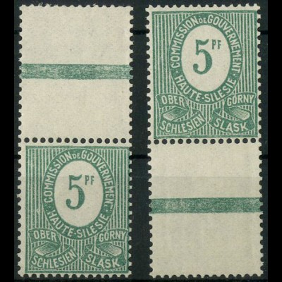 Oberschlesien, Mi. 3 a L (2), postfrisch, farbgeprüft BPP (9345)