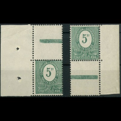Oberschlesien, Mi. 3 a L (2), postfrisch, farbgeprüft BPP (9348)