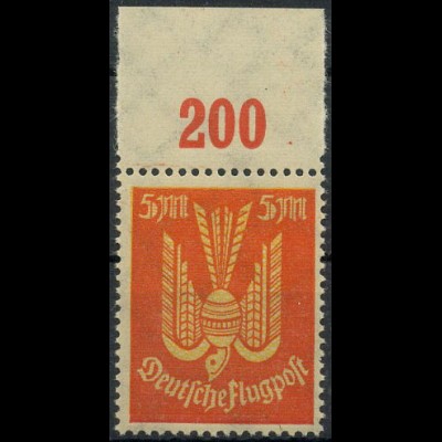Dt. Reich, Mi. 218 F I P OR, Plattendruck-Oberrand, postfr., gepr. Infla (9381)