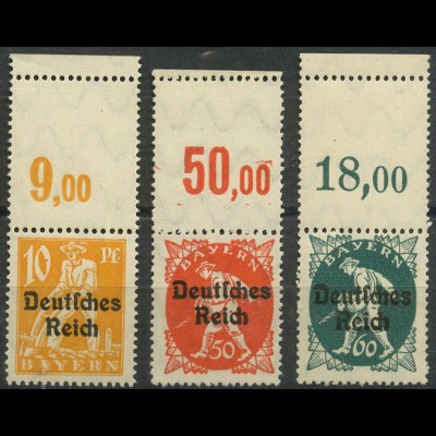 Dt. Reich, Mi. 120, 125, 126 L, je m. Leerfeld, postfrisch, ungeknickt (9390)