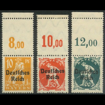 Dt. Reich, Mi. 120, 125, 126 L, je m. Leerfeld, postfrisch, ungeknickt (9393)