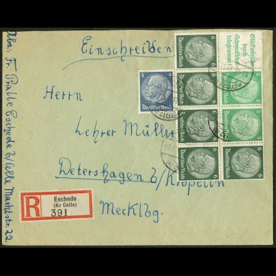 Dt. Reich, HBl. 99 auf R-Brief (9467)