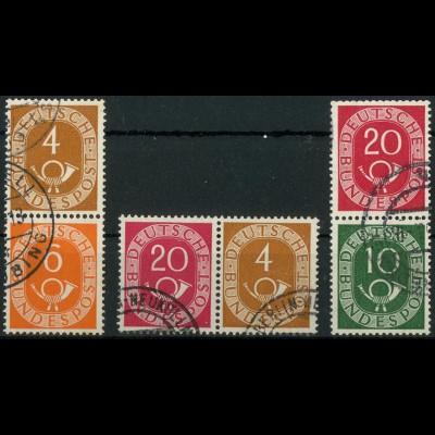 Bund, W 2, S 1, S 9, drei gestempelte Posthorn-Zd., Mi. 37,- (10363)