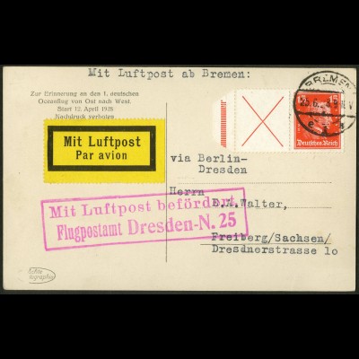 Dt. Reich, W 23, Einzelfrankatur auf Lp-Karte, Mi. 220,- (10470)