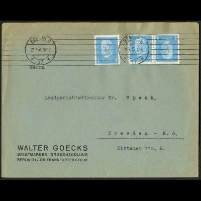Dt. Reich, K 9, portogerechter Fern-Brief, Mi. 100,- (10531)