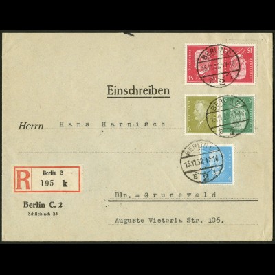 Dt. Reich, K 14 + K 11, portogerecht auf Orts-R-Brief, Mi. 170,- (10543)