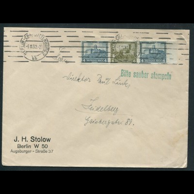 Dt. Reich, W 44 Rand, Einzelfrankatur auf Fern-Brief, Mi. MiF 50,- (10728) 