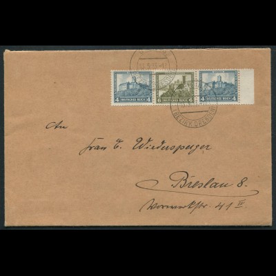 Dt. Reich, W 44 Rand, Einzelfrankatur auf Fern-Brief, Mi. MiF 50,- (10729) 