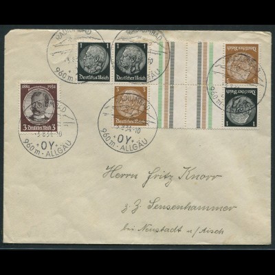 Dt. Reich, KZ 20 (2), portogerechter Fern-Brief, Mi. 60,- (10744) 