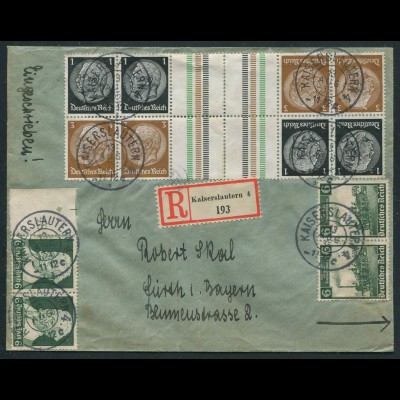 Dt. Reich, KZ 20 (2), S 115 (2), portogerechter R-Brief, Mi. 68,- (10745) 