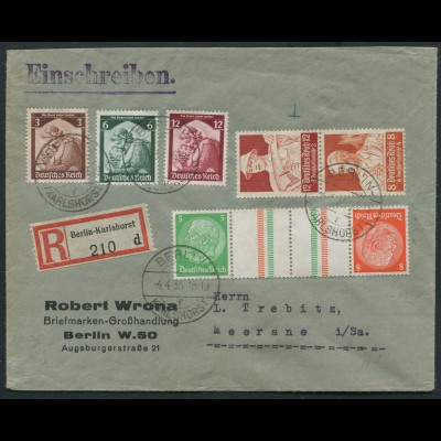 Dt. Reich, KZ 21.1, S 229, portogerecht auf R-Brief, Mi. 68,- (10759) 