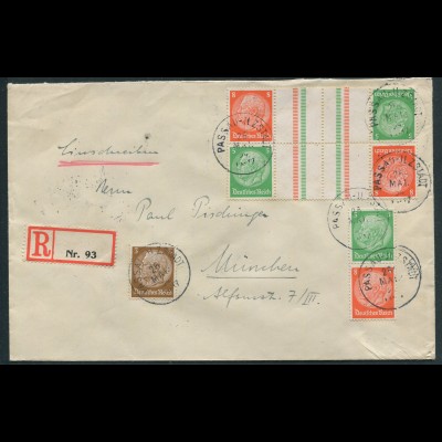 Dt. Reich, KZ 21.1 (2) + S 119, portogerecht auf R-Brief, Mi. 79,- (10761) 