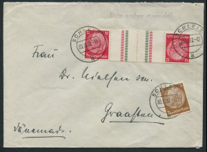 Dt. Reich, KZ 23.1, auf Auslands-Brief, Mi. MiF 50,- (10832) 