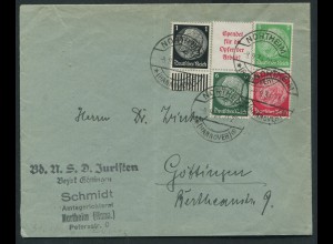 Dt. Reich, S 123 + S 106, portogerecht auf Fern-Brief, Mi. 80,- (10924) 
