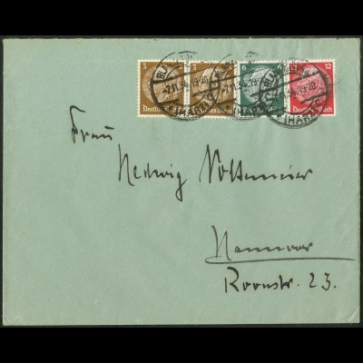 Dt. Reich, W 62, portogerecht auf Fern-Brief, Mi. 50,- (10950) 