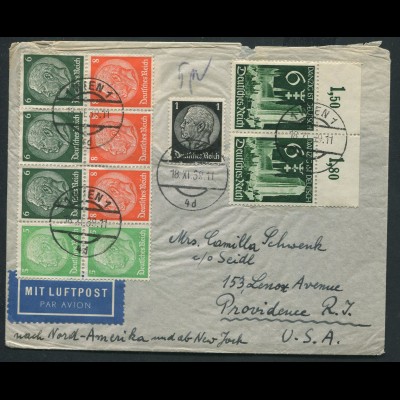 Dt. Reich, HBl. 92, Auslands-Luftpost-Brief, Ostmark, Mi. MiF 100,- ++ (11016) 