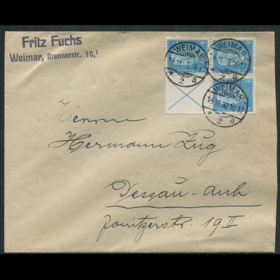 Dt. Reich, S 38 o. W 26, portogerechter Fern-Brief, Mi. 100,- (11025) 
