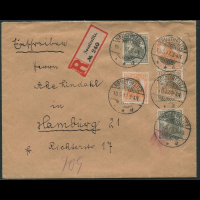Dt. Reich, S 7 aa, portoger. R-Brief, Fotoattest BPP, Mi. 500,- (11215)