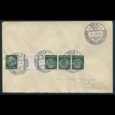 Dt. Reich, KZ 22.2, portogerechter Fern-Brief mit SST, Mi. 30,- (11314)