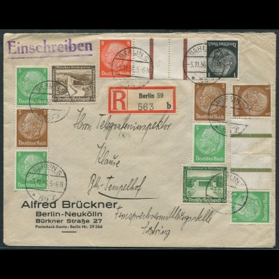 Dt. Reich, KZ 24+25, S 127+130, portogerecht auf Orts-R-Brief (11359)