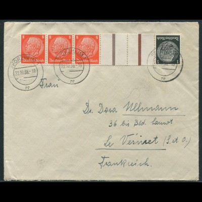 Dt. Reich, KZ 24, portogerechter Auslands-Brief (11362)