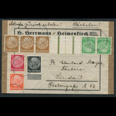 Dt. Reich, KZ 25, portogerecht auf Päckchen-Adresse (11383)