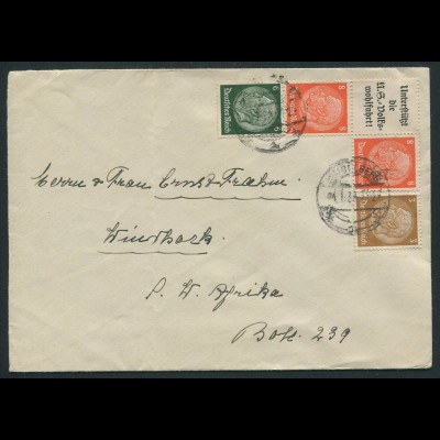 Dt. Reich, W 63, portogerecht auf Auslands-Brief (11487)