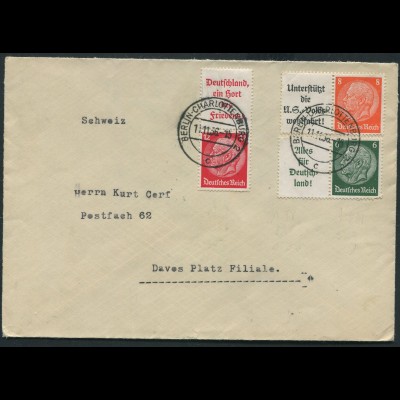 Dt. Reich, W 63, W 66, S 143 auf Auslands-Brief (11488)